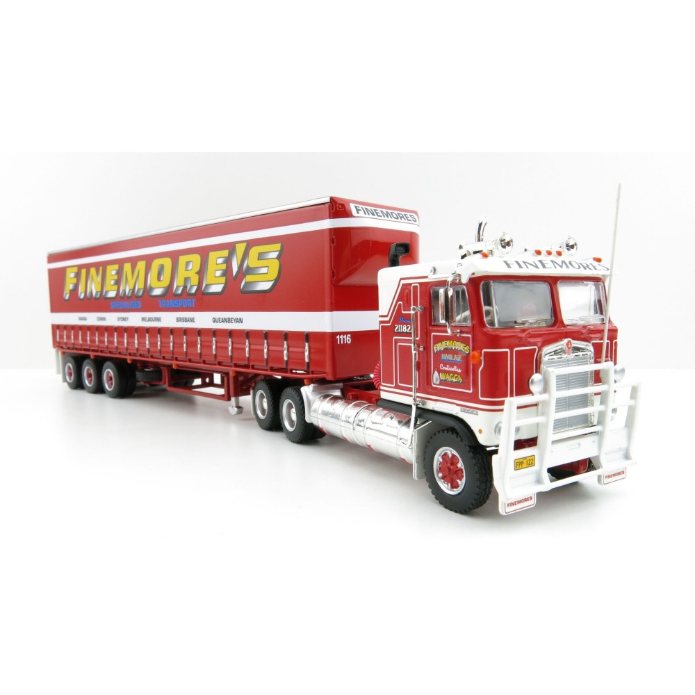 Highway Replicas 12018 Australian Kenworth K100 Prime Mover Freight Semi Tautliner Finemores Transport Scale 1:64