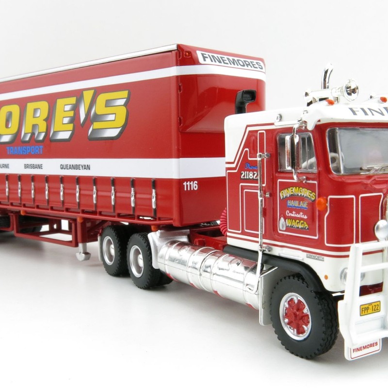Highway Replicas 12018 Australian Kenworth K100 Prime Mover Freight Semi Tautliner Finemores Transport Scale 1:64