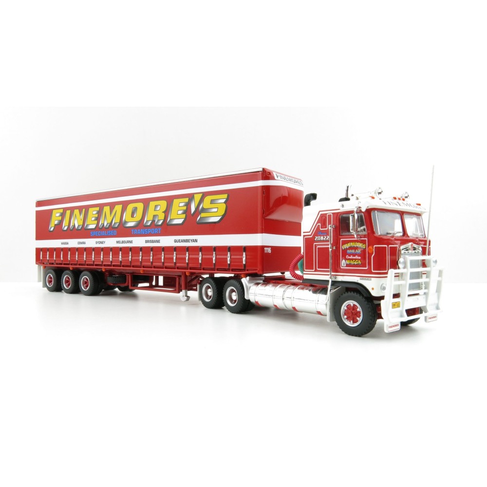 Highway Replicas 12018 Australian Kenworth K100 Prime Mover Freight Semi Tautliner Finemores Transport Scale 1:64