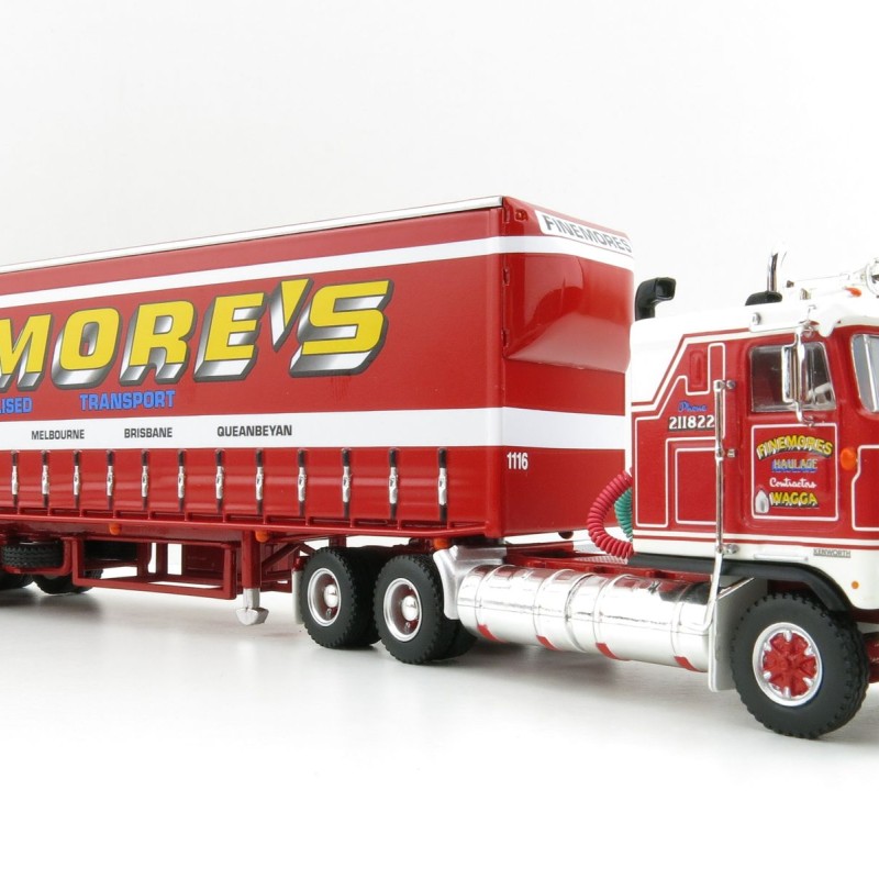Highway Replicas 12018 Australian Kenworth K100 Prime Mover Freight Semi Tautliner Finemores Transport Scale 1:64