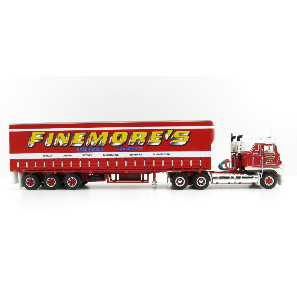 Highway Replicas 12018 Australian Kenworth K100 Prime Mover Freight Semi Tautliner Finemores Transport Scale 1:64