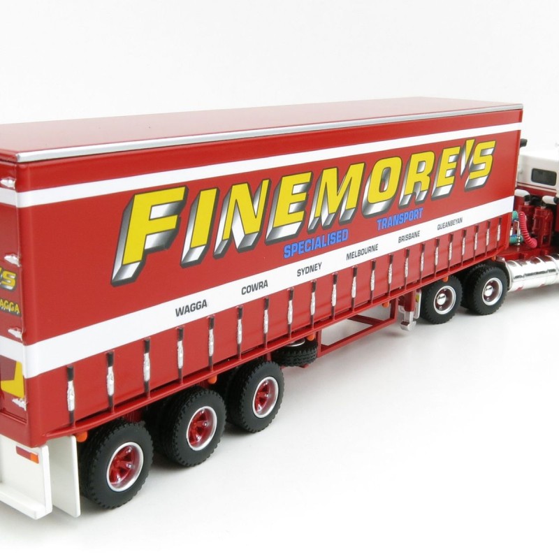 Highway Replicas 12018 Australian Kenworth K100 Prime Mover Freight Semi Tautliner Finemores Transport Scale 1:64