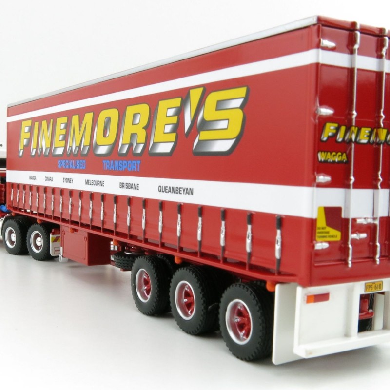 Highway Replicas 12018 Australian Kenworth K100 Prime Mover Freight Semi Tautliner Finemores Transport Scale 1:64