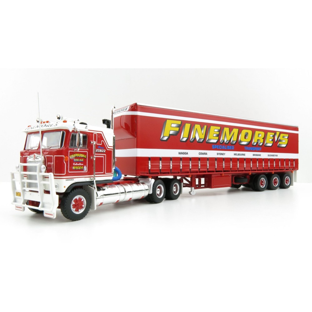 Highway Replicas 12018 Australian Kenworth K100 Prime Mover Freight Semi Tautliner Finemores Transport Scale 1:64