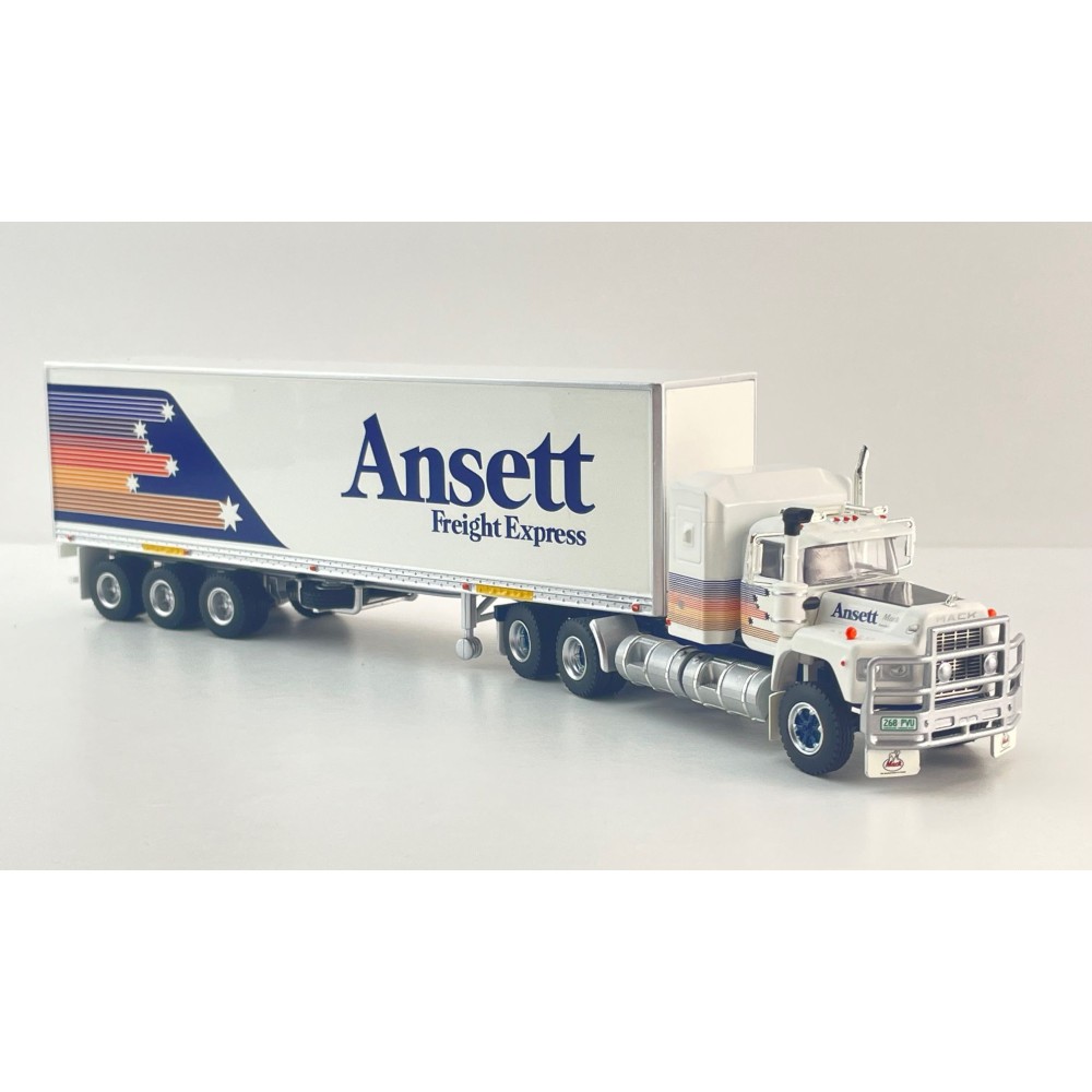 Highway Replicas 12036 Australian Mack Valueliner V8 Prime Mover Freight Semi Box Trailer Ansett Freight Scale 1:64