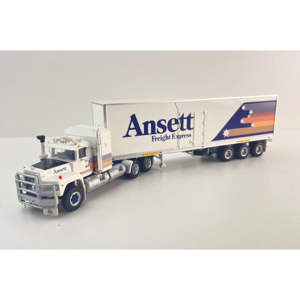 Highway Replicas 12036 Australian Mack Valueliner V8 Prime Mover Freight Semi Box Trailer Ansett Freight Scale 1:64