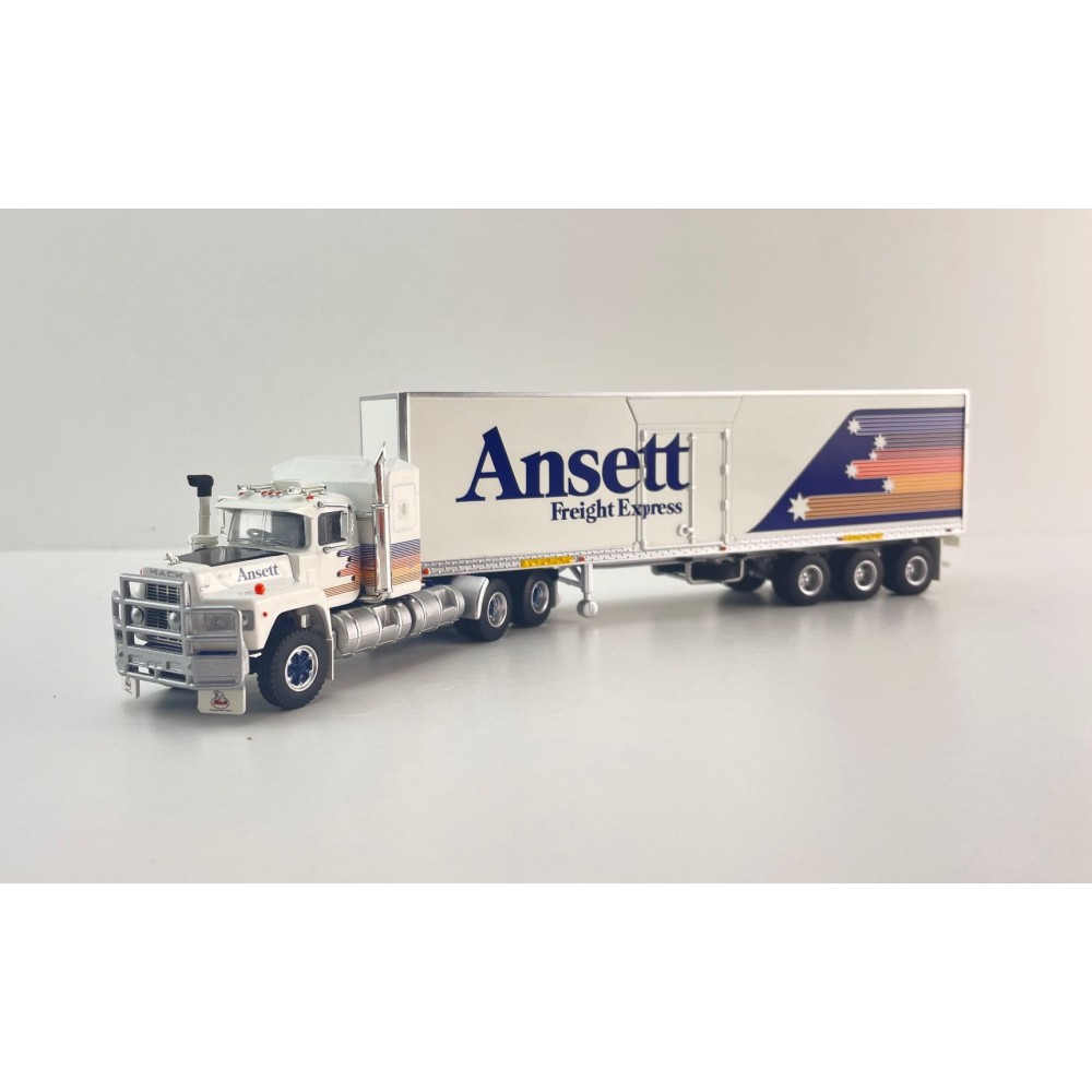 Highway Replicas 12036 Australian Mack Valueliner V8 Prime Mover Freight Semi Box Trailer Ansett Freight Scale 1:64