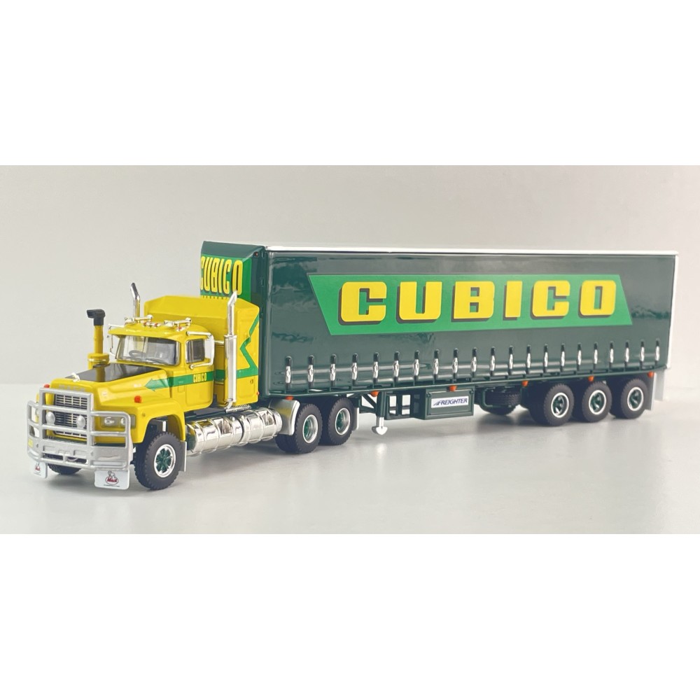 Highway Replicas 12038 Australian Mack Superliner Prime Mover Freight Semi Tautliner Trailer Cubico Scale 1:64