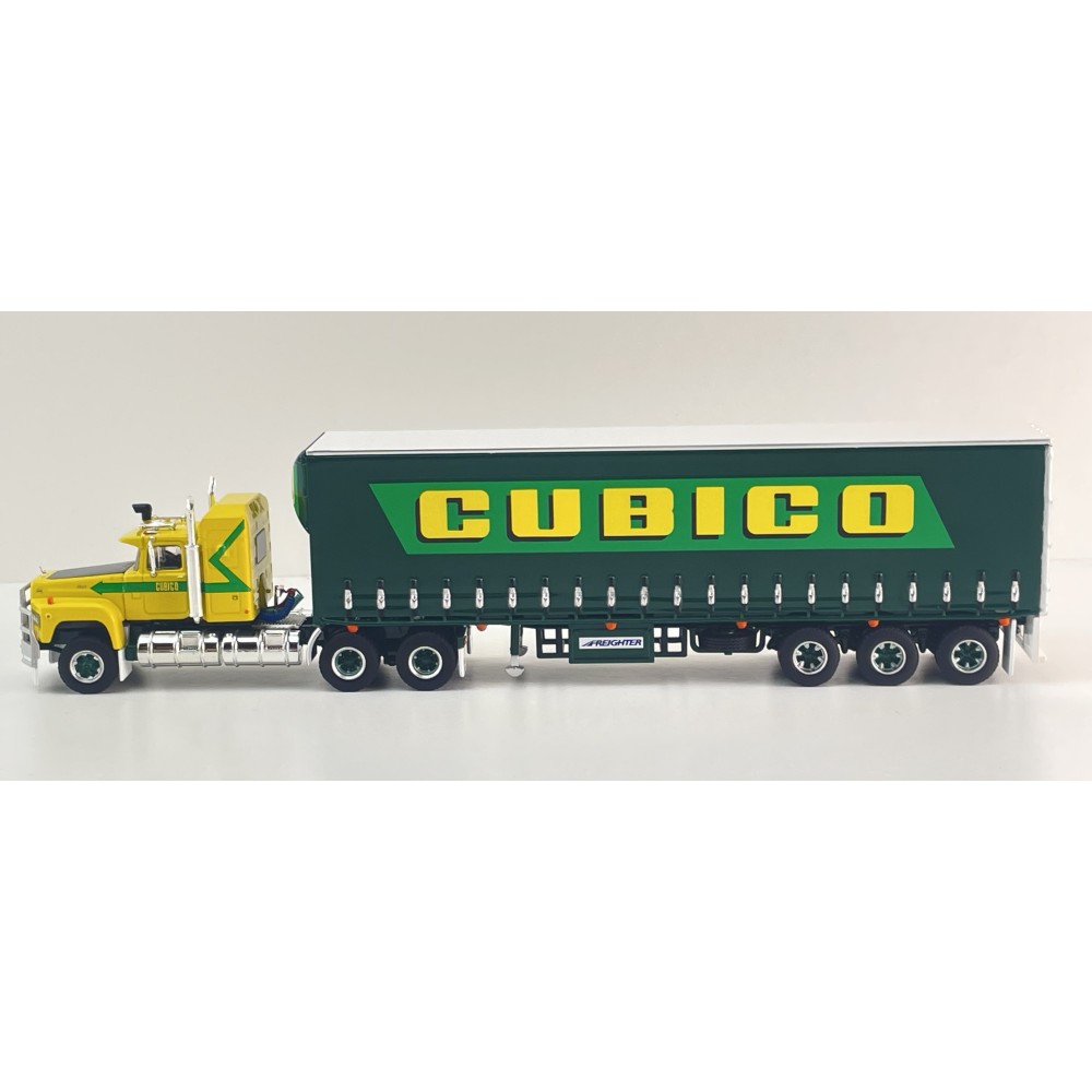 Highway Replicas 12038 Australian Mack Superliner Prime Mover Freight Semi Tautliner Trailer Cubico Scale 1:64