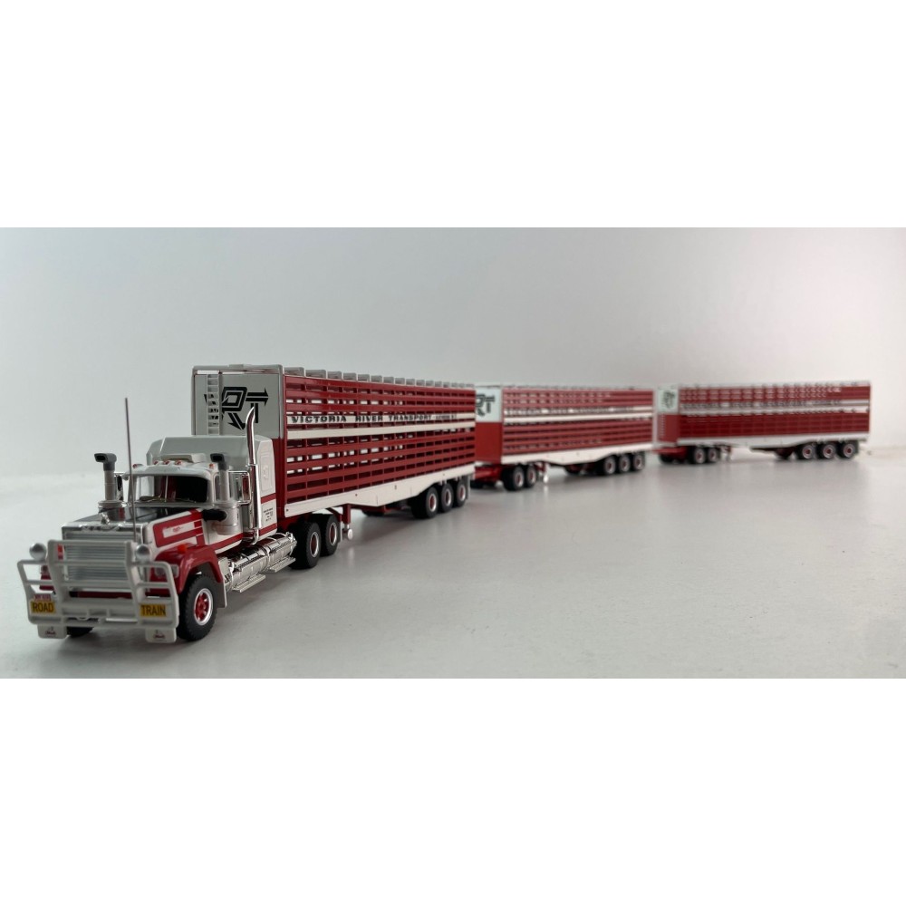 Highway Replicas Australian Mack Superliner Truck Livestock Road Train + extra Trailer Victoria River Transport 1:64