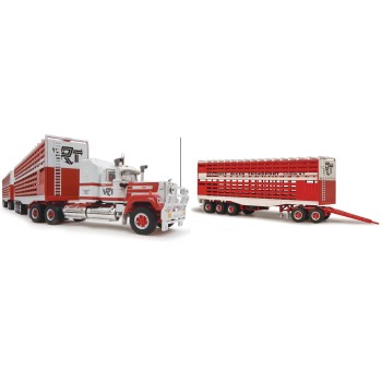 Highway Replicas Australian Mack Superliner Truck Livestock Road Train + extra Trailer Victoria River Transport 1:64