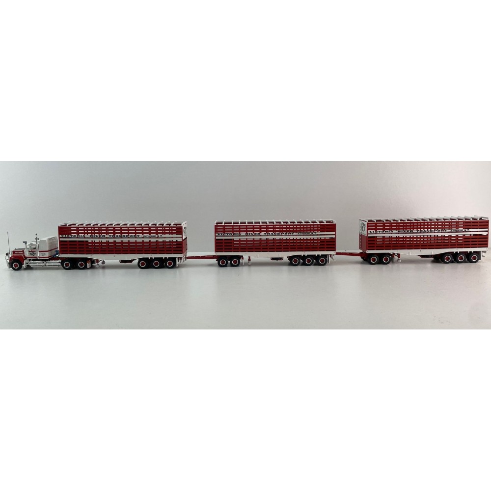 Highway Replicas Australian Mack Superliner Truck Livestock Road Train + extra Trailer Victoria River Transport 1:64