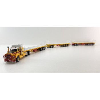 Highway Replicas Australian Mack Valueliner V8 Truck Flat Top Freight Road Train + extra Trailer Neil Mansell Transport 1:64