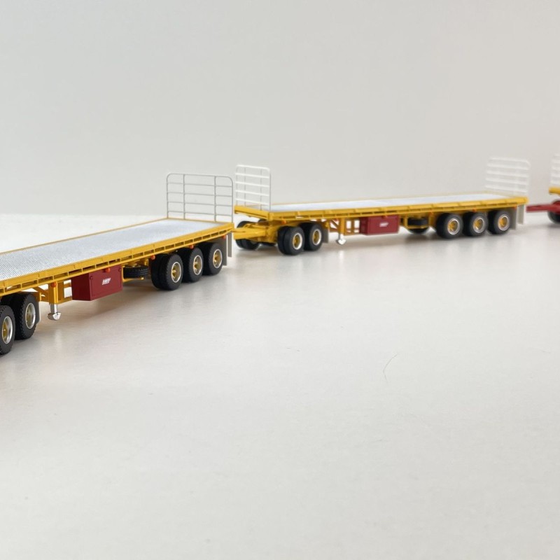 Highway Replicas Australian Mack Valueliner V8 Truck Flat Top Freight Road Train + extra Trailer Neil Mansell Transport 1:64