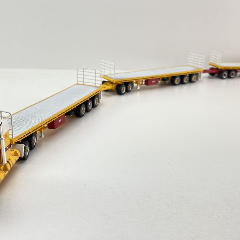 Highway Replicas Australian Mack Valueliner V8 Truck Flat Top Freight Road Train + extra Trailer Neil Mansell Transport 1:64