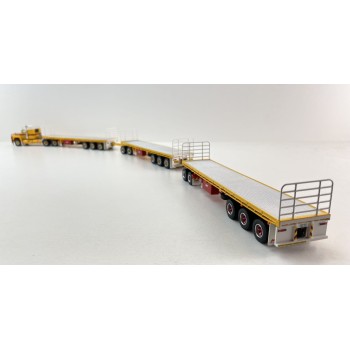 Highway Replicas Australian Mack Valueliner V8 Truck Flat Top Freight Road Train + extra Trailer Neil Mansell Transport 1:64