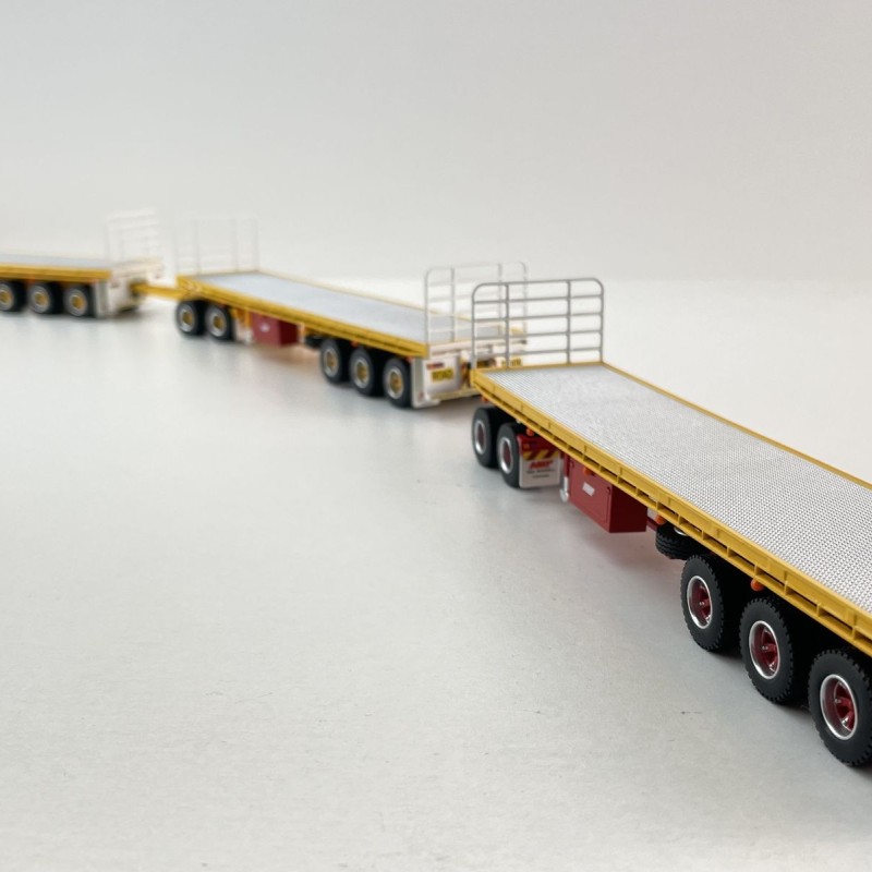 Highway Replicas Australian Mack Valueliner V8 Truck Flat Top Freight Road Train + extra Trailer Neil Mansell Transport 1:64