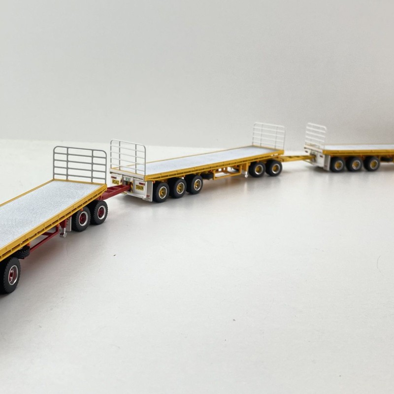 Highway Replicas Australian Mack Valueliner V8 Truck Flat Top Freight Road Train + extra Trailer Neil Mansell Transport 1:64