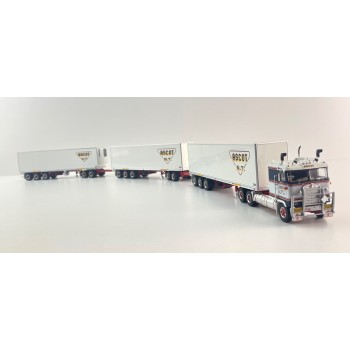 Highway Replicas Kenworth K100 Truck Road Train + Extra Box Trailer Ascot NT - Scale 1:64