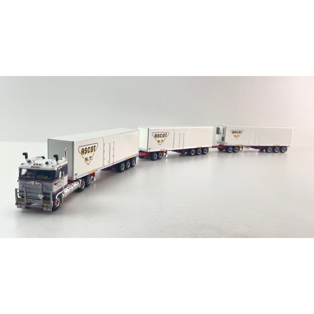 Highway Replicas Kenworth K100 Truck Road Train + Extra Box Trailer Ascot NT - Scale 1:64