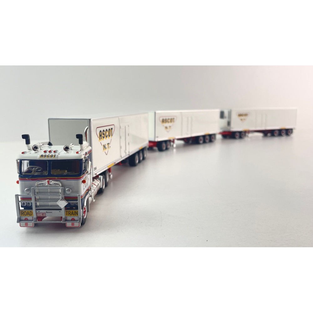 Highway Replicas Kenworth K100 Truck Road Train + Extra Box Trailer Ascot NT - Scale 1:64