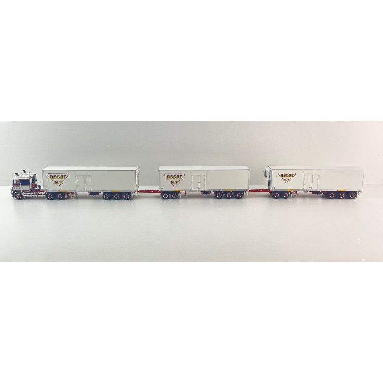 Highway Replicas Kenworth K100 Truck Road Train + Extra Box Trailer Ascot NT - Scale 1:64