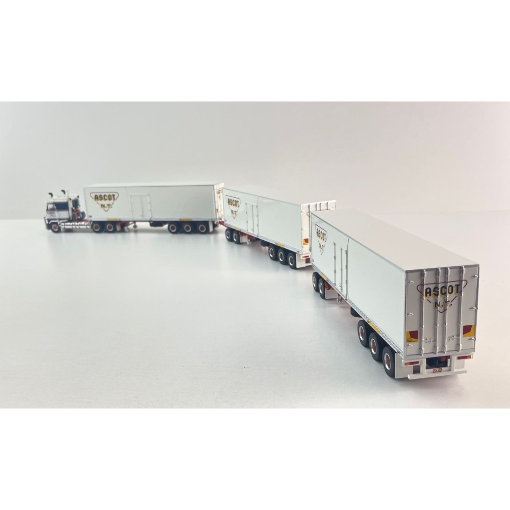 Highway Replicas Kenworth K100 Truck Road Train + Extra Box Trailer Ascot NT - Scale 1:64