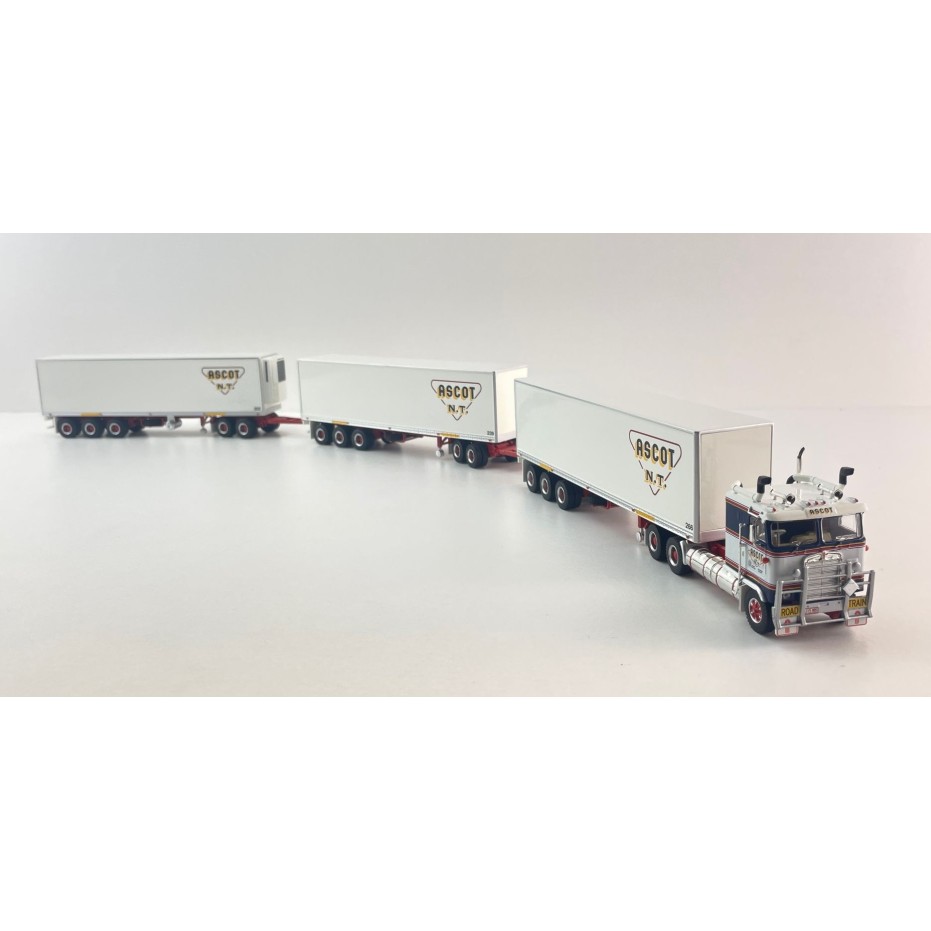 Highway Replicas Kenworth K100 Truck Road Train + Extra Box Trailer Ascot NT - Scale 1:64