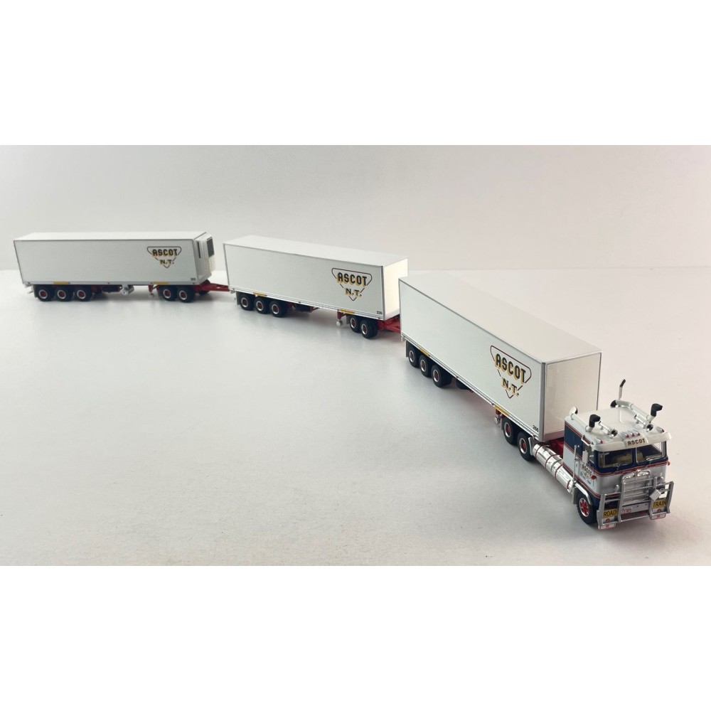 Highway Replicas Kenworth K100 Truck Road Train + Extra Box Trailer Ascot NT - Scale 1:64