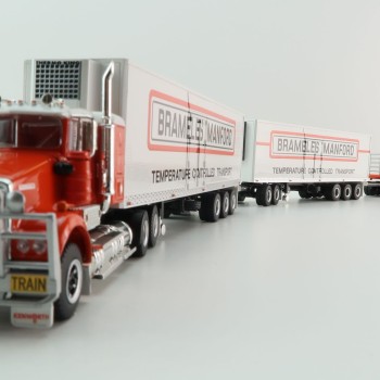 Highway Replicas Kenworth SAR Truck Road Train + Extra Flattop Trailer Brambles Manford - Scale 1:64