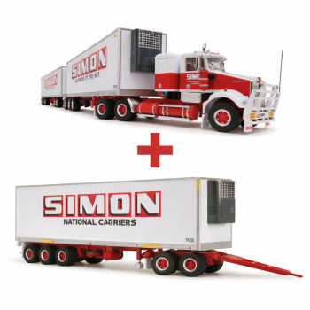 Highway Replicas Kenworth SAR Truck Road Train + Extra Reefer Trailer Simon National Carriers Scale 1:64