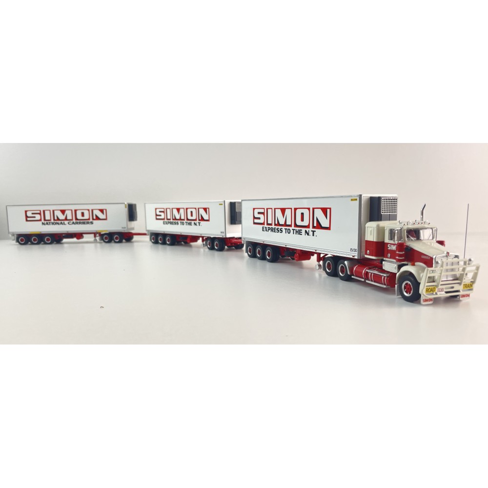 Highway Replicas Kenworth SAR Truck Road Train + Extra Reefer Trailer Simon National Carriers Scale 1:64