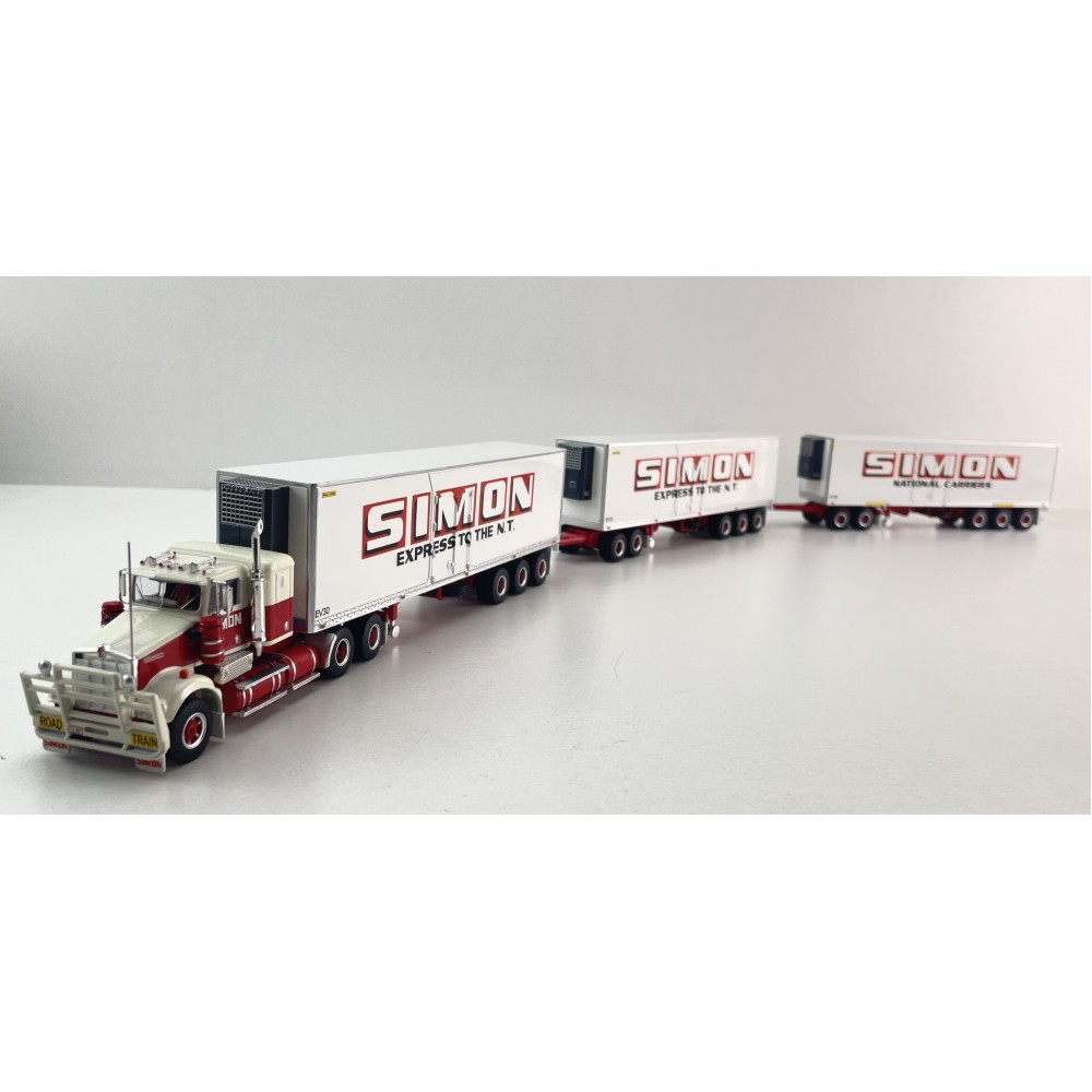 Highway Replicas Kenworth SAR Truck Road Train + Extra Reefer Trailer Simon National Carriers Scale 1:64