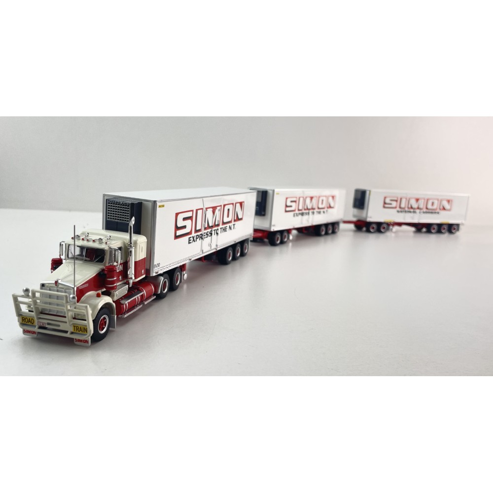 Highway Replicas Kenworth SAR Truck Road Train + Extra Reefer Trailer Simon National Carriers Scale 1:64