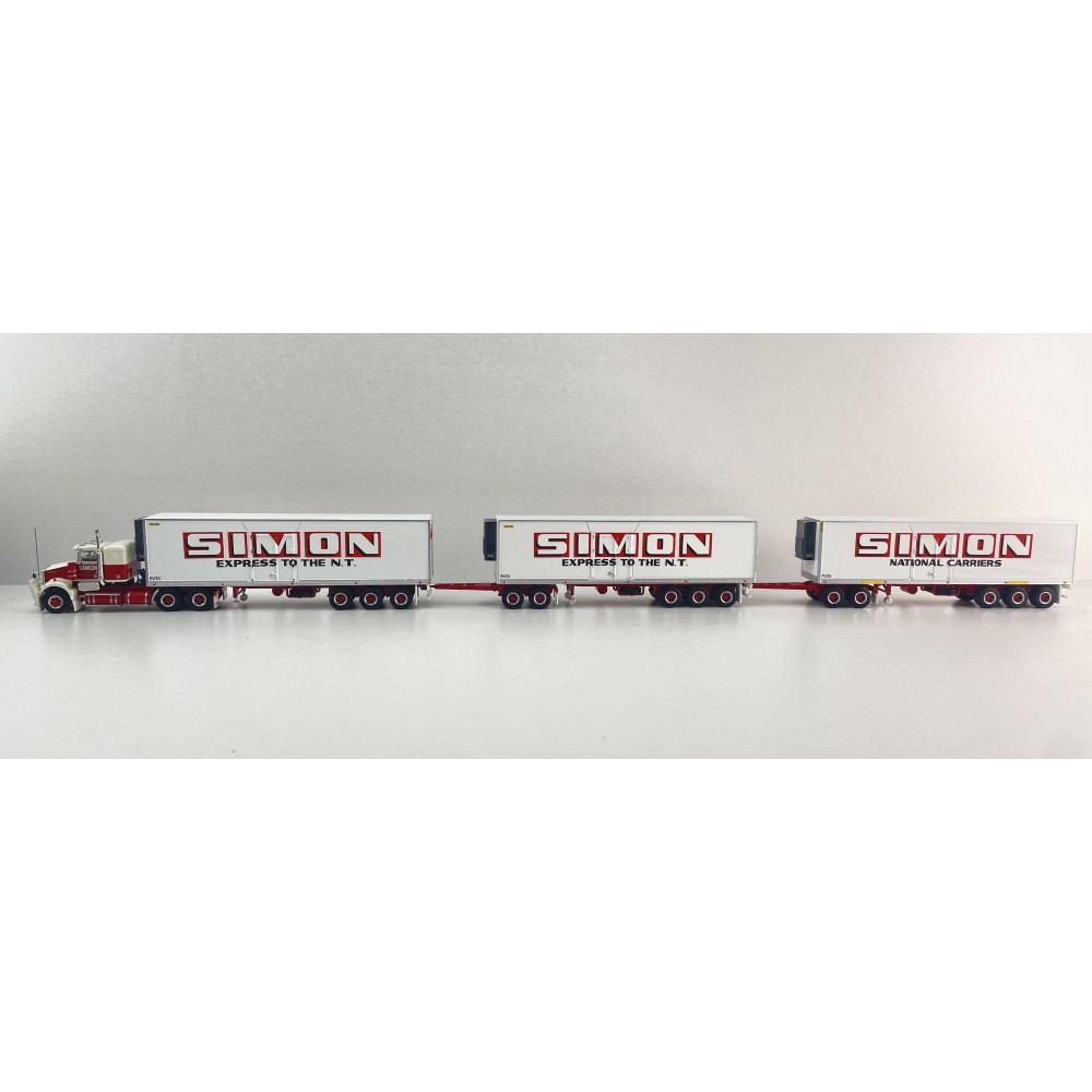 Highway Replicas Kenworth SAR Truck Road Train + Extra Reefer Trailer Simon National Carriers Scale 1:64