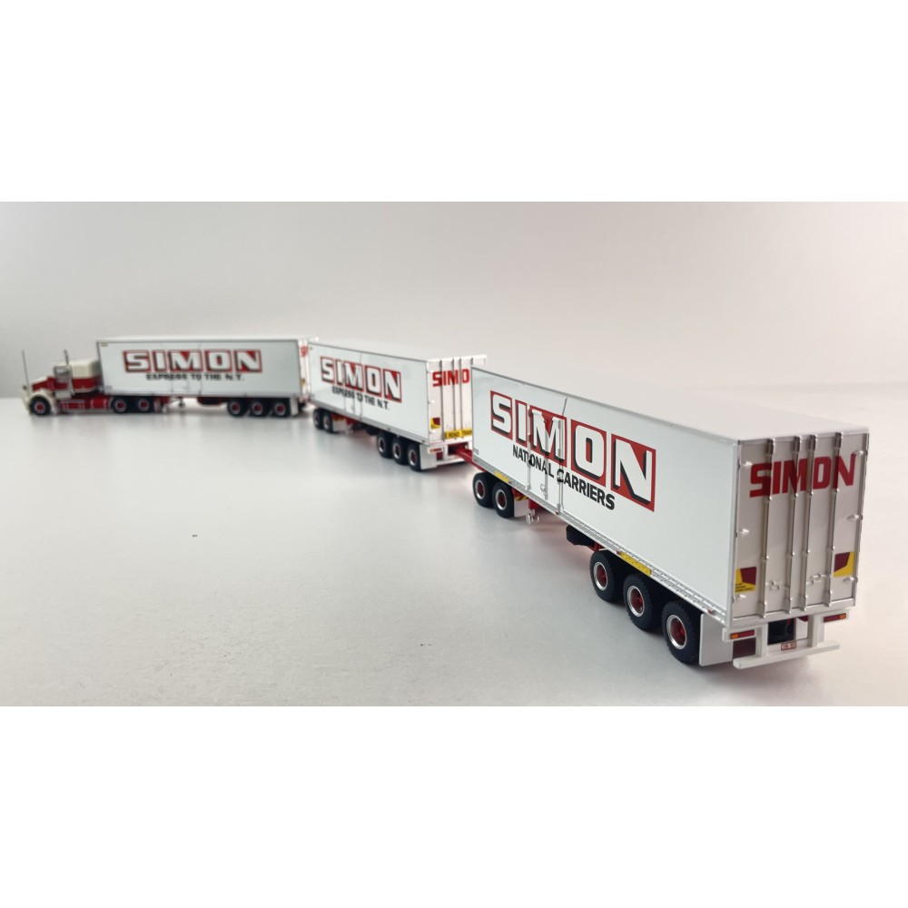 Highway Replicas Kenworth SAR Truck Road Train + Extra Reefer Trailer Simon National Carriers Scale 1:64