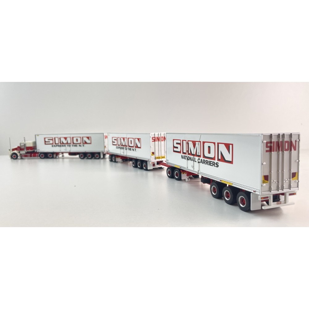 Highway Replicas Kenworth SAR Truck Road Train + Extra Reefer Trailer Simon National Carriers Scale 1:64