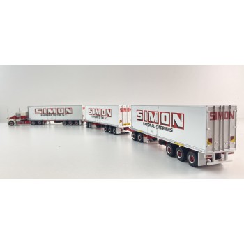 Highway Replicas Kenworth SAR Truck Road Train + Extra Reefer Trailer Simon National Carriers Scale 1:64
