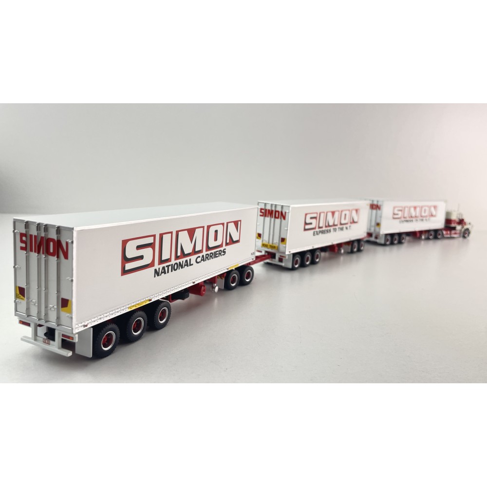 Highway Replicas Kenworth SAR Truck Road Train + Extra Reefer Trailer Simon National Carriers Scale 1:64