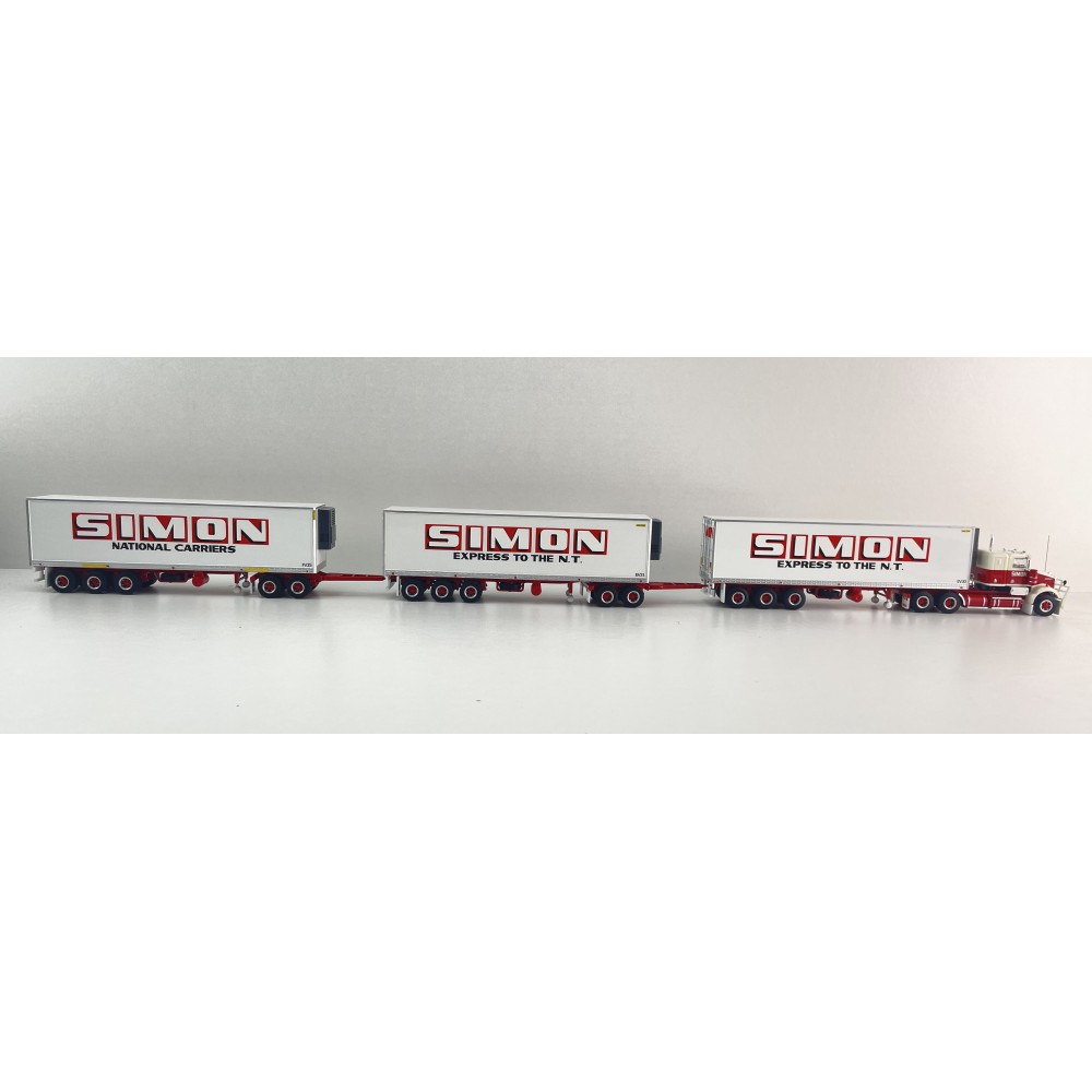 Highway Replicas Kenworth SAR Truck Road Train + Extra Reefer Trailer Simon National Carriers Scale 1:64