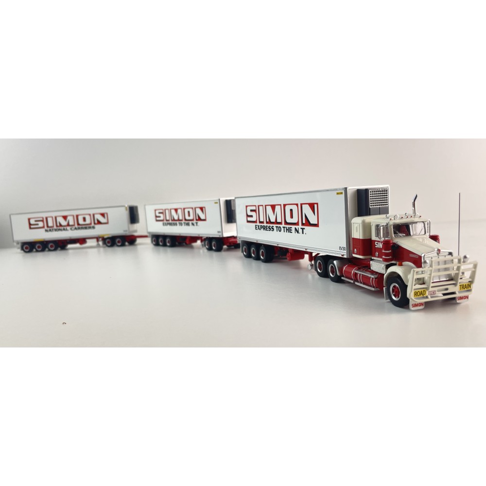 Highway Replicas Kenworth SAR Truck Road Train + Extra Reefer Trailer Simon National Carriers Scale 1:64