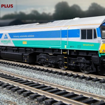 Hornby R30428 Railroad Plus Class 66 Aggregates Industries - 66711 Sence Diesel Locomotive - Era 11