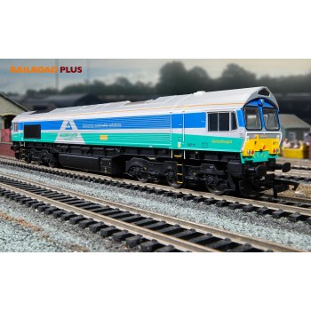 Hornby R30428 Railroad Plus Class 66 Aggregates Industries - 66711 Sence Diesel Locomotive - Era 11