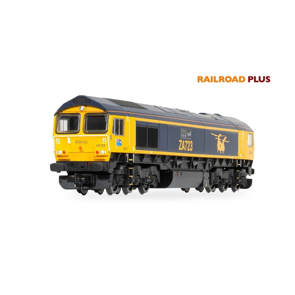 Hornby R30429 Railroad Plus Class 66 GBRf - Chinook 66723 Diesel Locomotive - Era 11