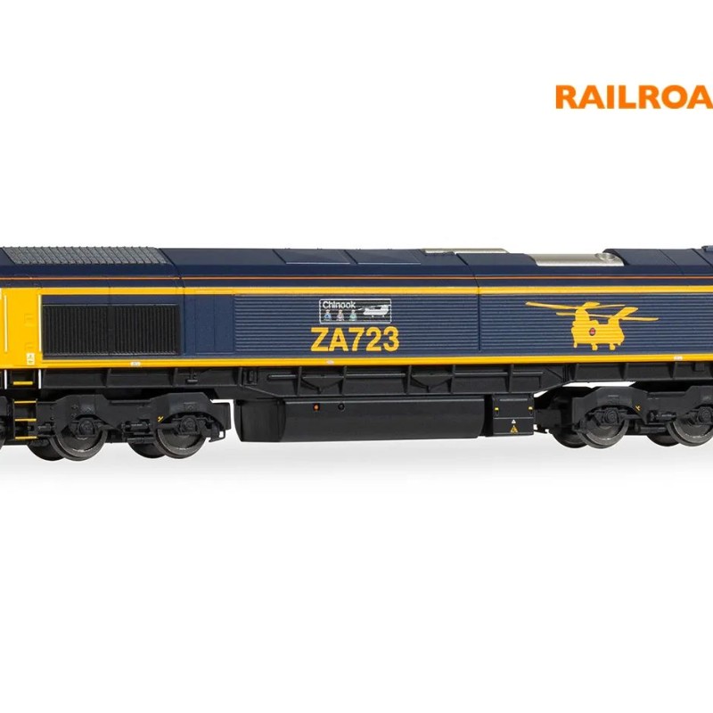 Hornby R30429 Railroad Plus Class 66 GBRf - Chinook 66723 Diesel Locomotive - Era 11