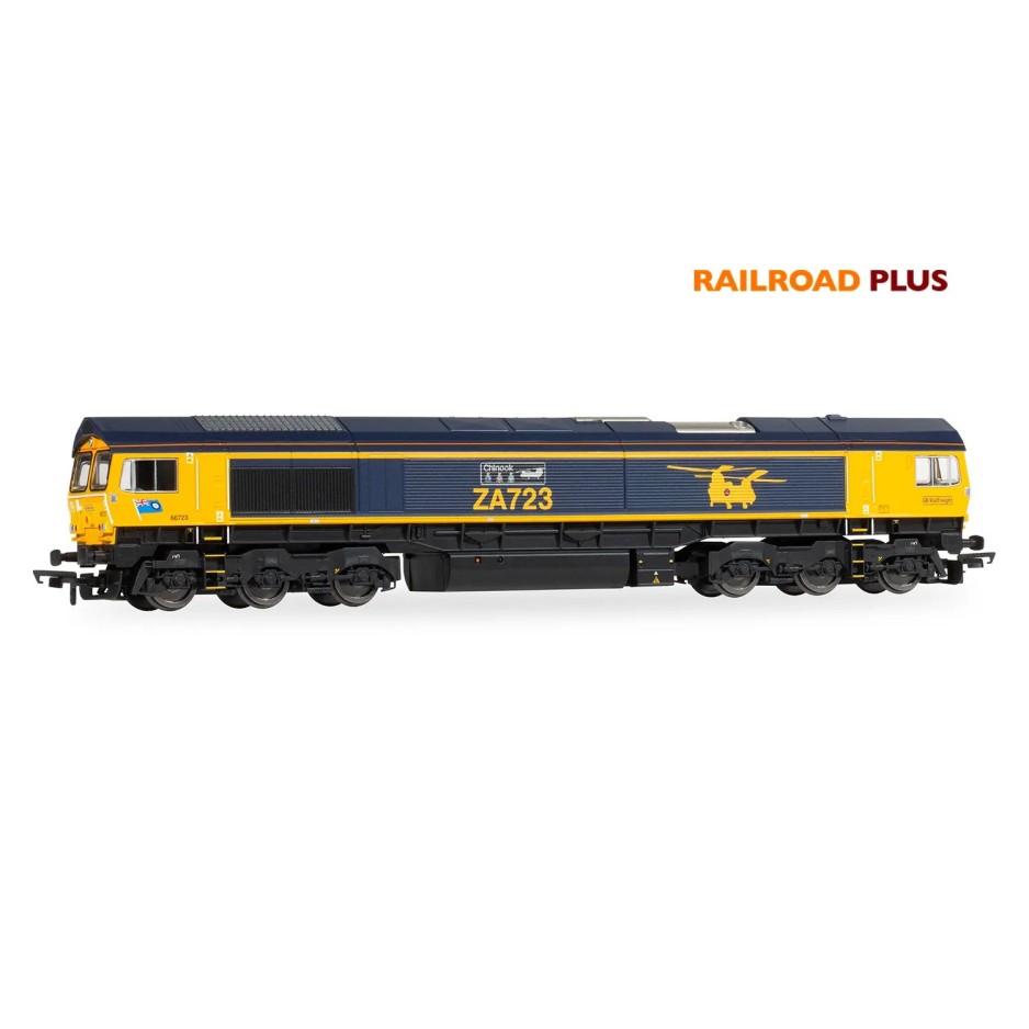 Hornby R30429 Railroad Plus Class 66 GBRf - Chinook 66723 Diesel Locomotive - Era 11