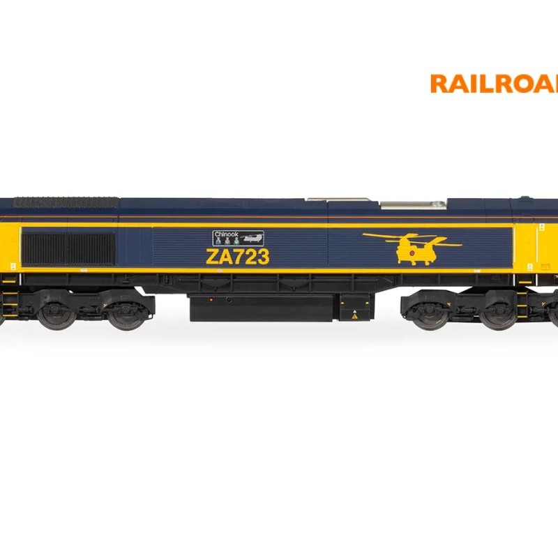 Hornby R30429 Railroad Plus Class 66 GBRf - Chinook 66723 Diesel Locomotive - Era 11