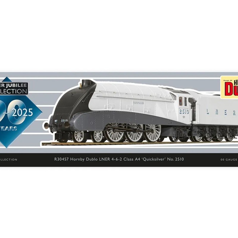 Hornby R30457 Dublo LNER Class A4 4-6-2 2510 Steam Loco Quicksilver - Silver Jubilee Collection - Era 4