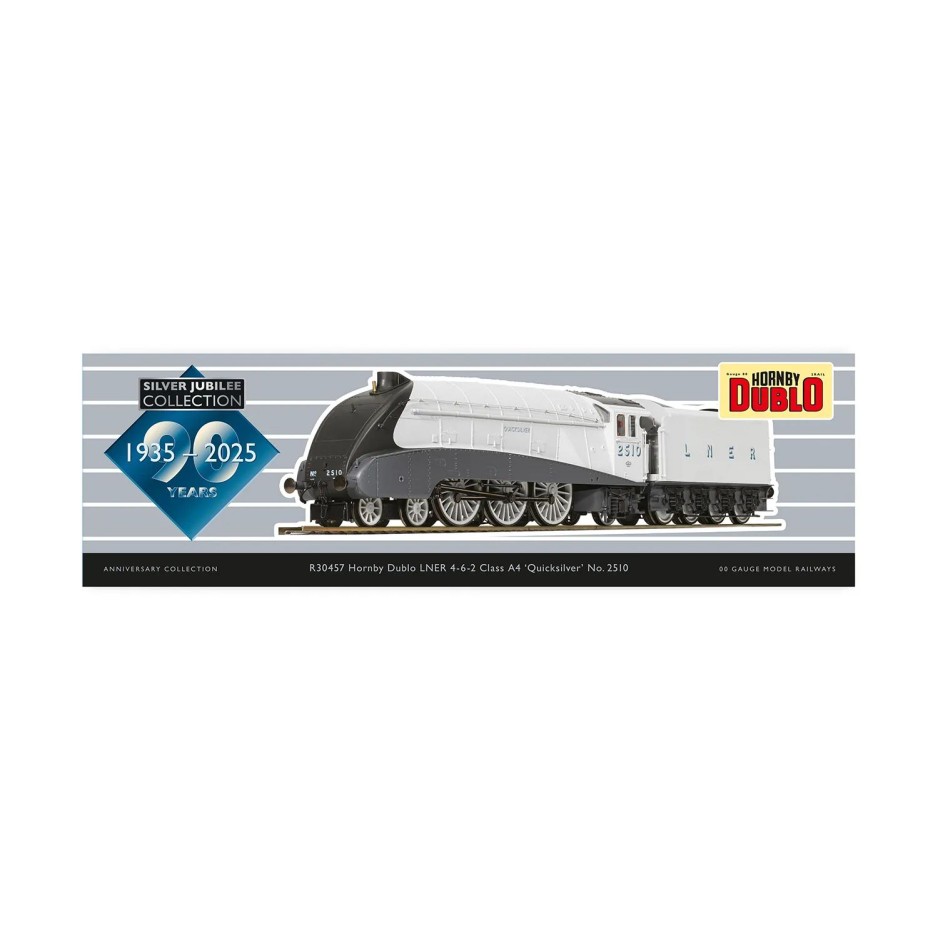 Hornby R30457 Dublo LNER Class A4 4-6-2 2510 Steam Loco Quicksilver - Silver Jubilee Collection - Era 4