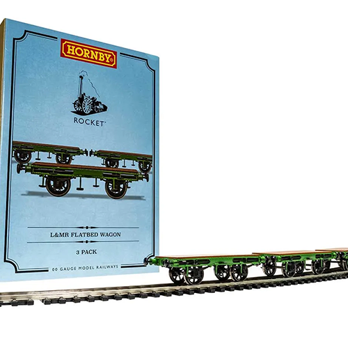 Hornby R60014 L&MR Flat Bed Wagons Three Wagon Pack Stephenson's Rocket - Era 1 OO Scale
